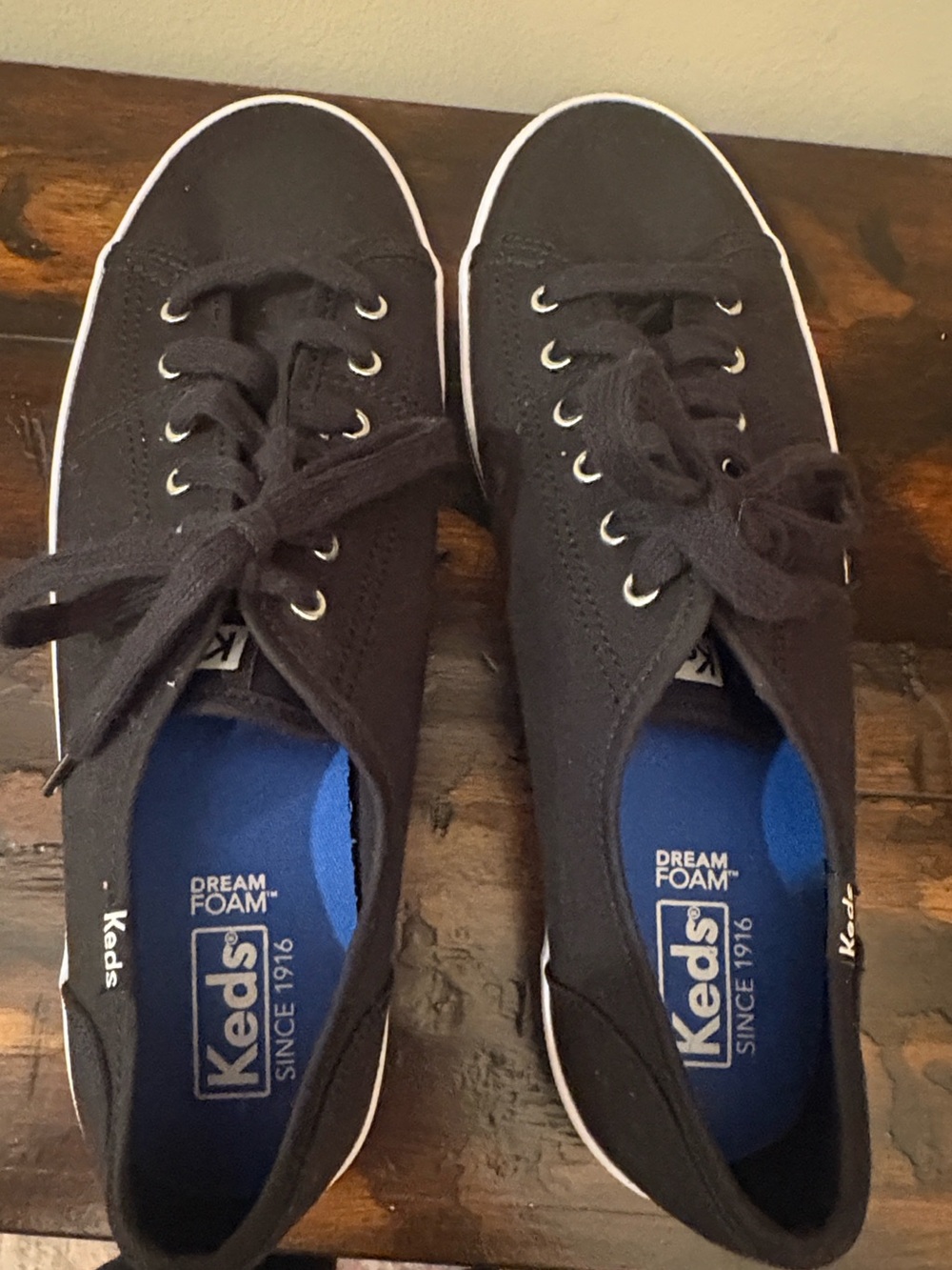 Keds Black Canvas Low-Top Sneakers with White Sole